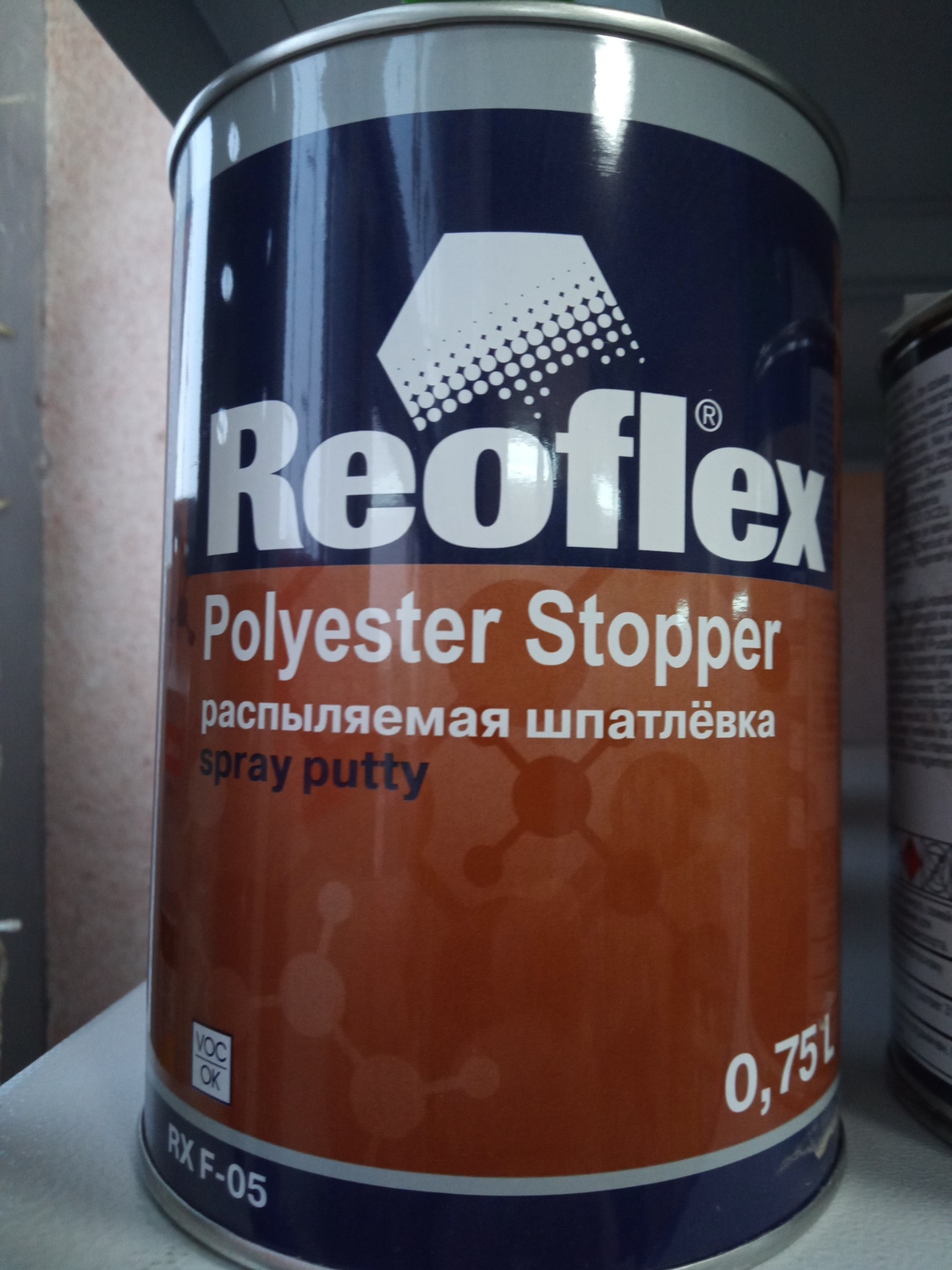 Жидкая шпатлёвка Reoflex 0,75л Сетло-серая
